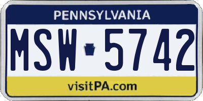 PA license plate MSW5742