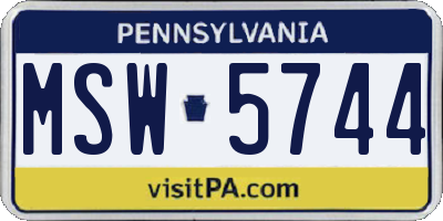 PA license plate MSW5744