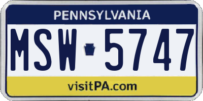 PA license plate MSW5747