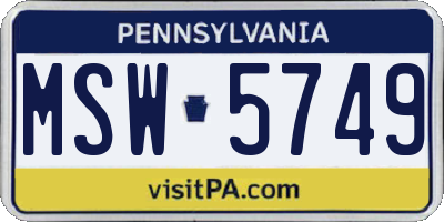 PA license plate MSW5749