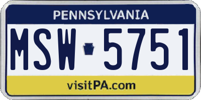 PA license plate MSW5751
