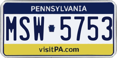 PA license plate MSW5753