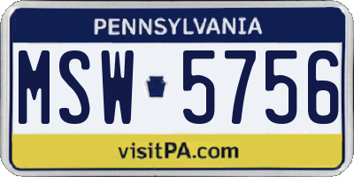 PA license plate MSW5756