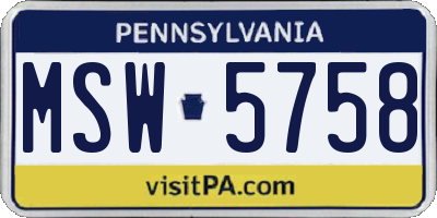 PA license plate MSW5758