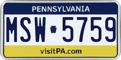 PA license plate MSW5759