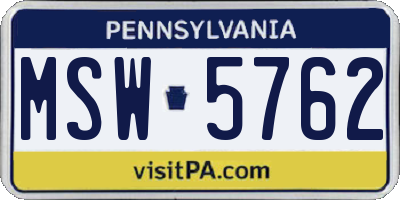 PA license plate MSW5762