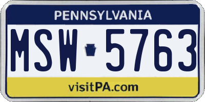 PA license plate MSW5763