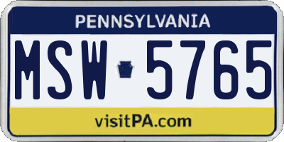 PA license plate MSW5765