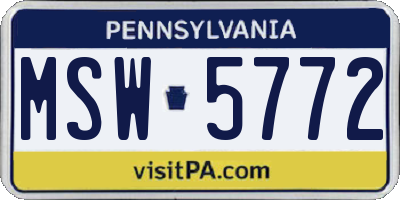 PA license plate MSW5772