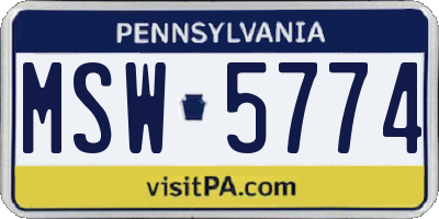 PA license plate MSW5774