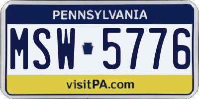 PA license plate MSW5776