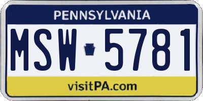 PA license plate MSW5781