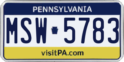 PA license plate MSW5783