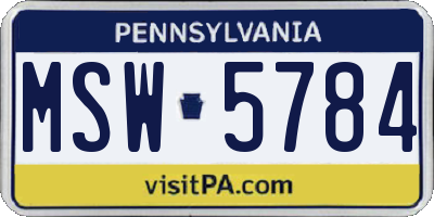 PA license plate MSW5784