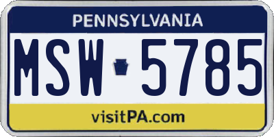 PA license plate MSW5785