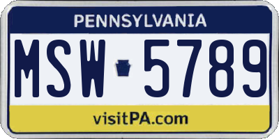 PA license plate MSW5789