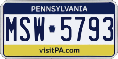 PA license plate MSW5793