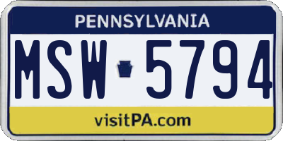 PA license plate MSW5794
