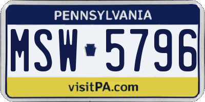 PA license plate MSW5796