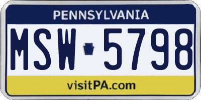 PA license plate MSW5798