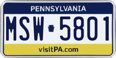 PA license plate MSW5801