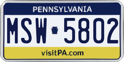 PA license plate MSW5802