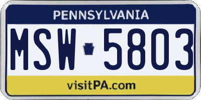 PA license plate MSW5803