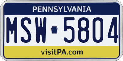 PA license plate MSW5804