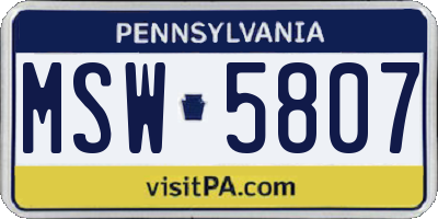 PA license plate MSW5807