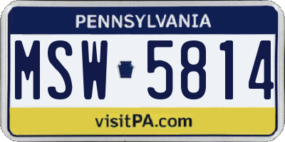 PA license plate MSW5814