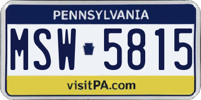 PA license plate MSW5815