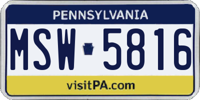 PA license plate MSW5816