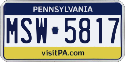 PA license plate MSW5817