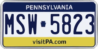 PA license plate MSW5823