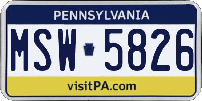 PA license plate MSW5826