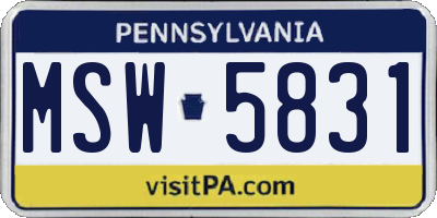 PA license plate MSW5831