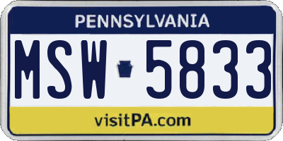 PA license plate MSW5833