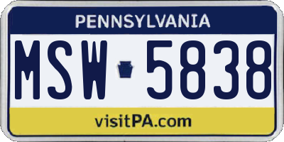 PA license plate MSW5838