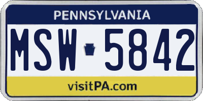 PA license plate MSW5842