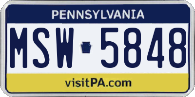 PA license plate MSW5848