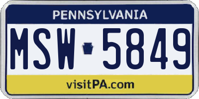PA license plate MSW5849