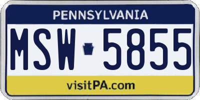 PA license plate MSW5855