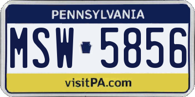 PA license plate MSW5856