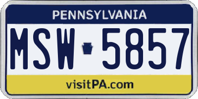 PA license plate MSW5857