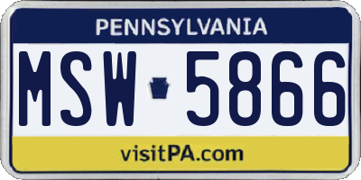 PA license plate MSW5866