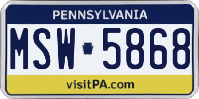 PA license plate MSW5868
