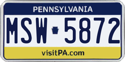 PA license plate MSW5872