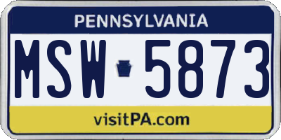 PA license plate MSW5873