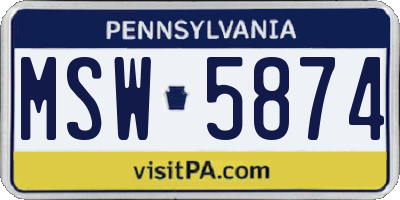 PA license plate MSW5874