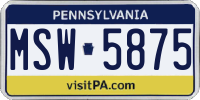 PA license plate MSW5875